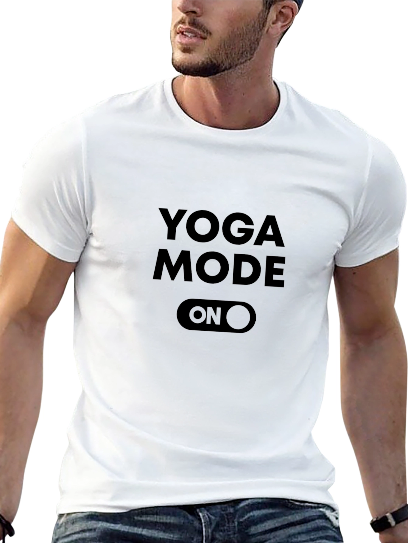 Black Yoga Mode On Graphic Tee - Black Cotton T-Shirt view 13