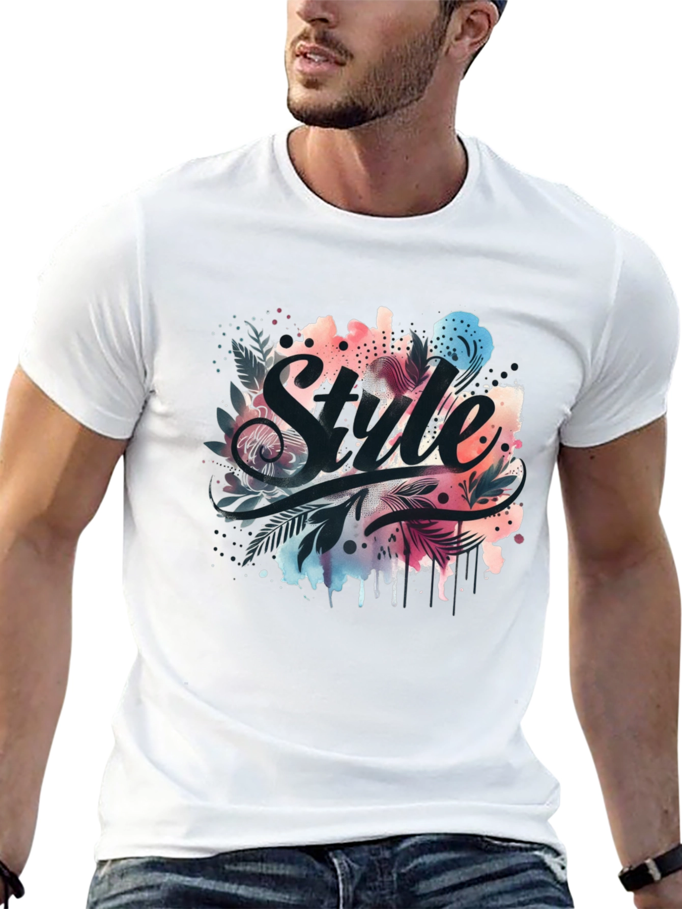 Black Stylish 'Style' Graphic Print Black T-Shirt view 13