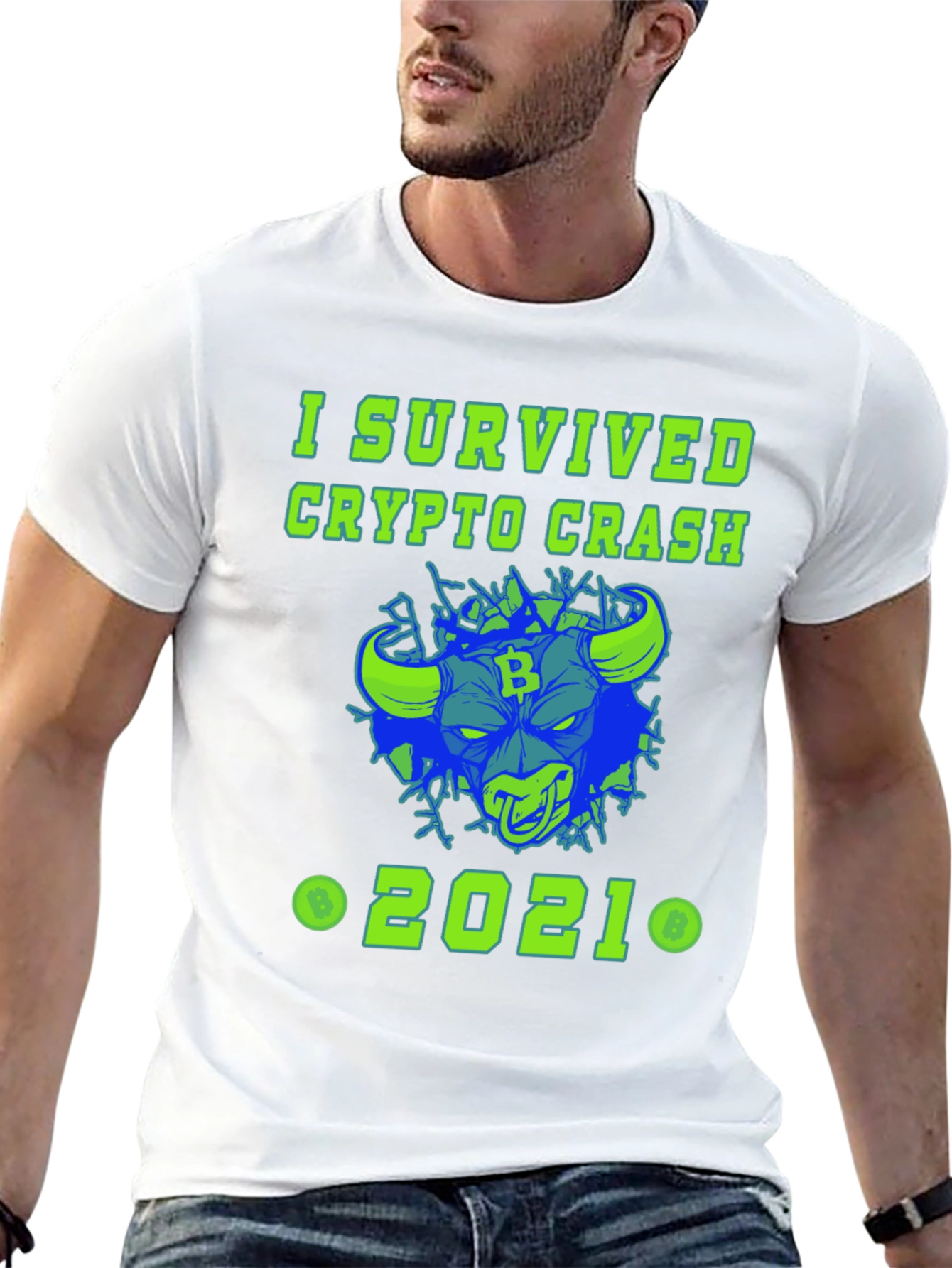 Black I Survived Crypto Crash 2021 Graphic Tee view 13