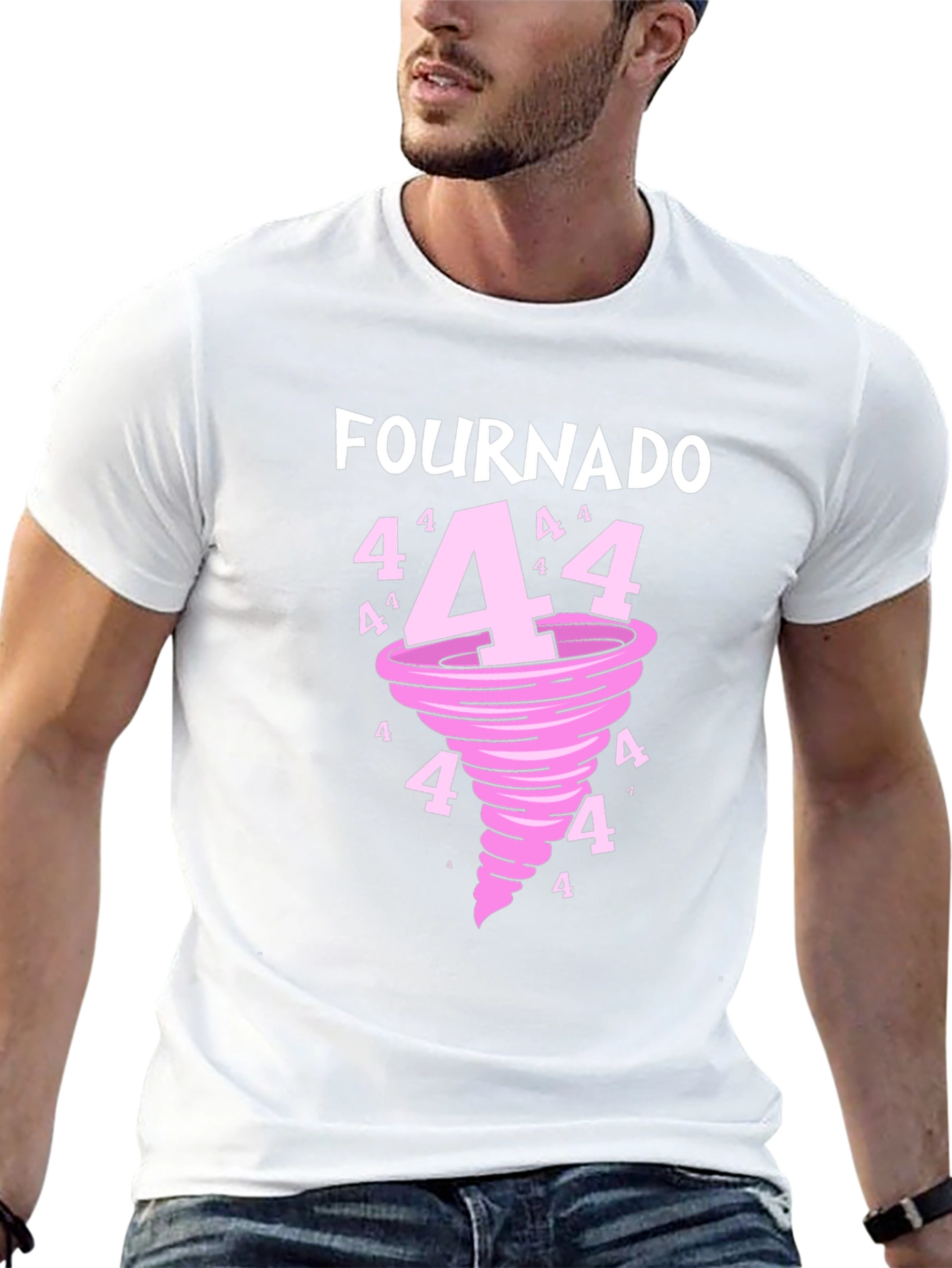 Black Fournado T-Shirt - Funny 4th Birthday Tornado Tee view 13