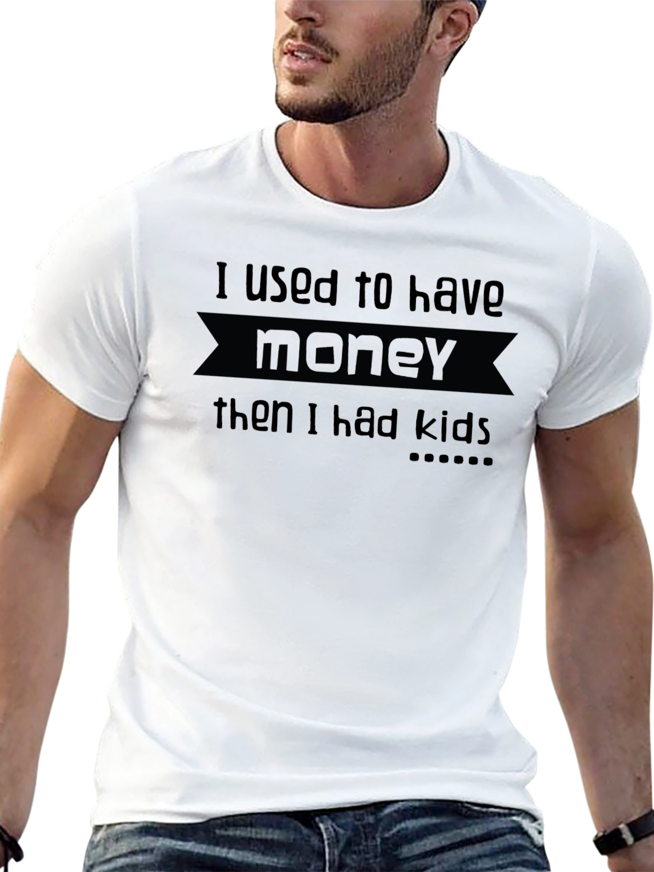 Black Funny "I Used to Have Money Then I Had Kids" Black T-Shirt view 13