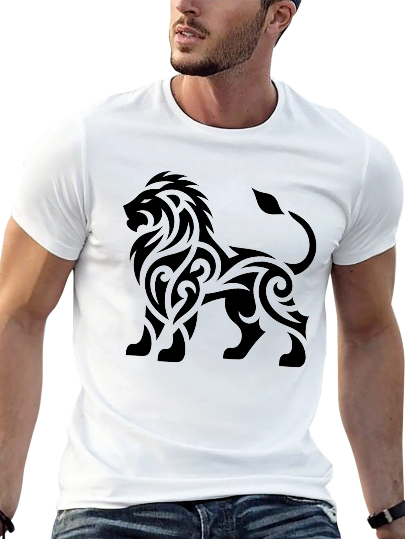 Black Lion Tribal Tattoo Black T-Shirt view 13