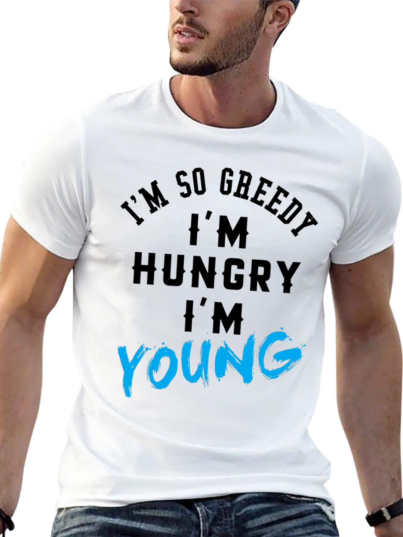 Black Greedy Hungry Young Graphic Tee view 13