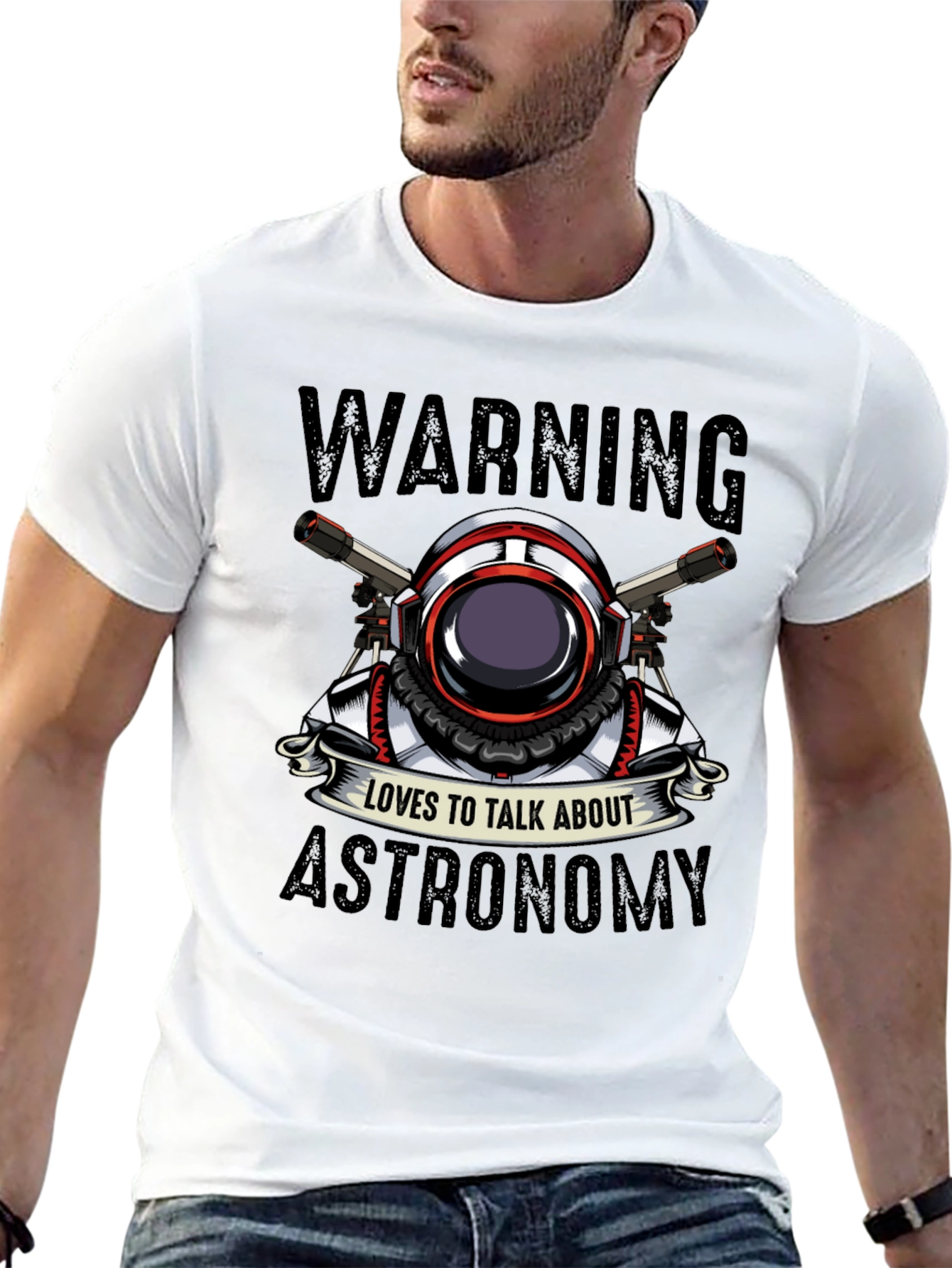 Black Warning Astronomy T-Shirt view 13