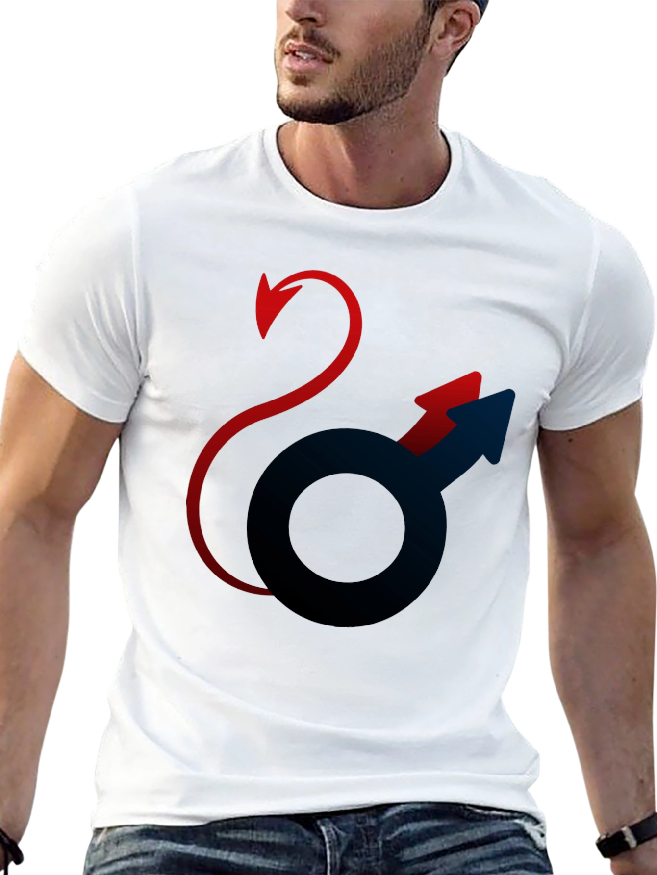 Black Devilish Mars Symbol Black T-Shirt view 13