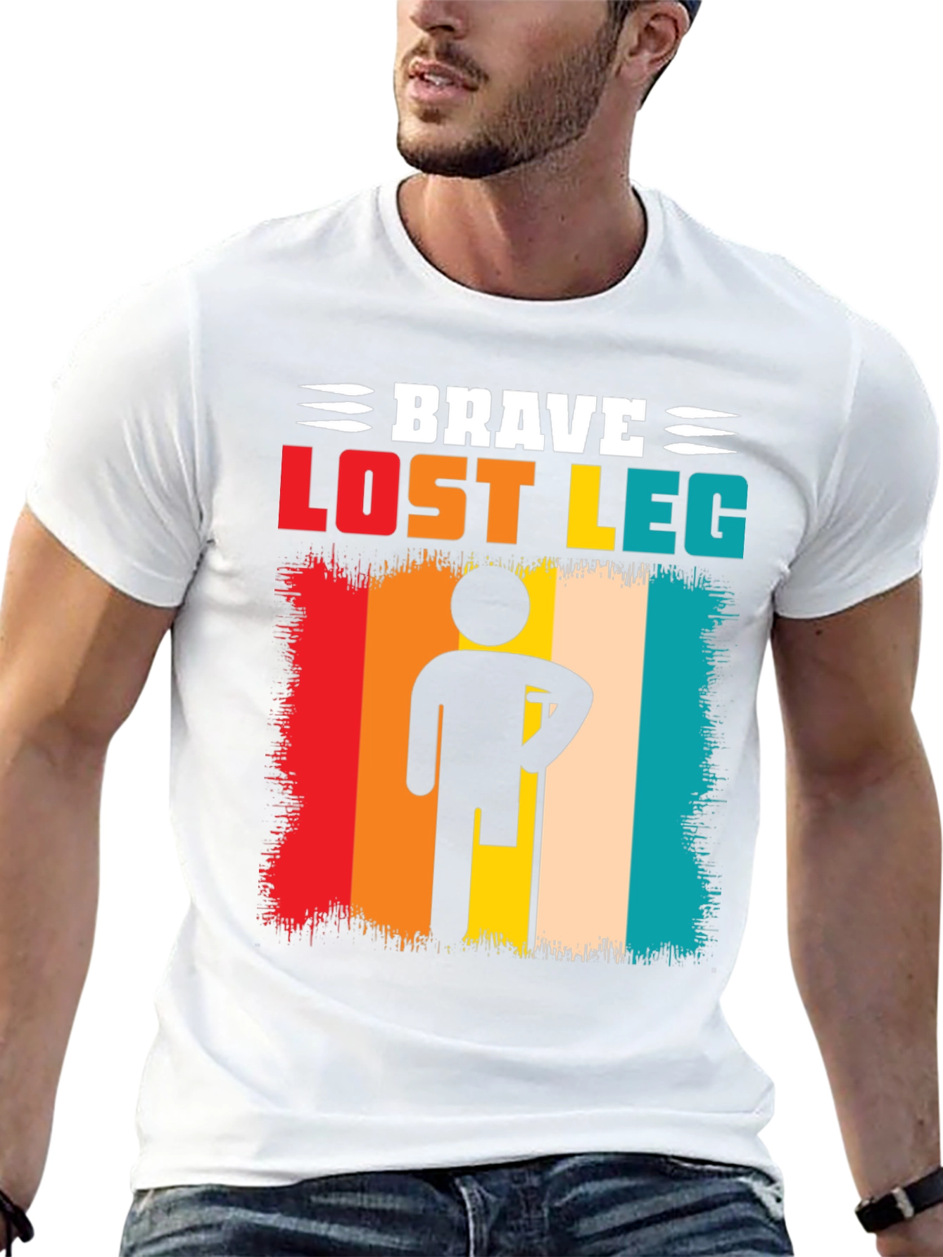 Black Brave Lost Leg T-Shirt - Amputee Pride view 13