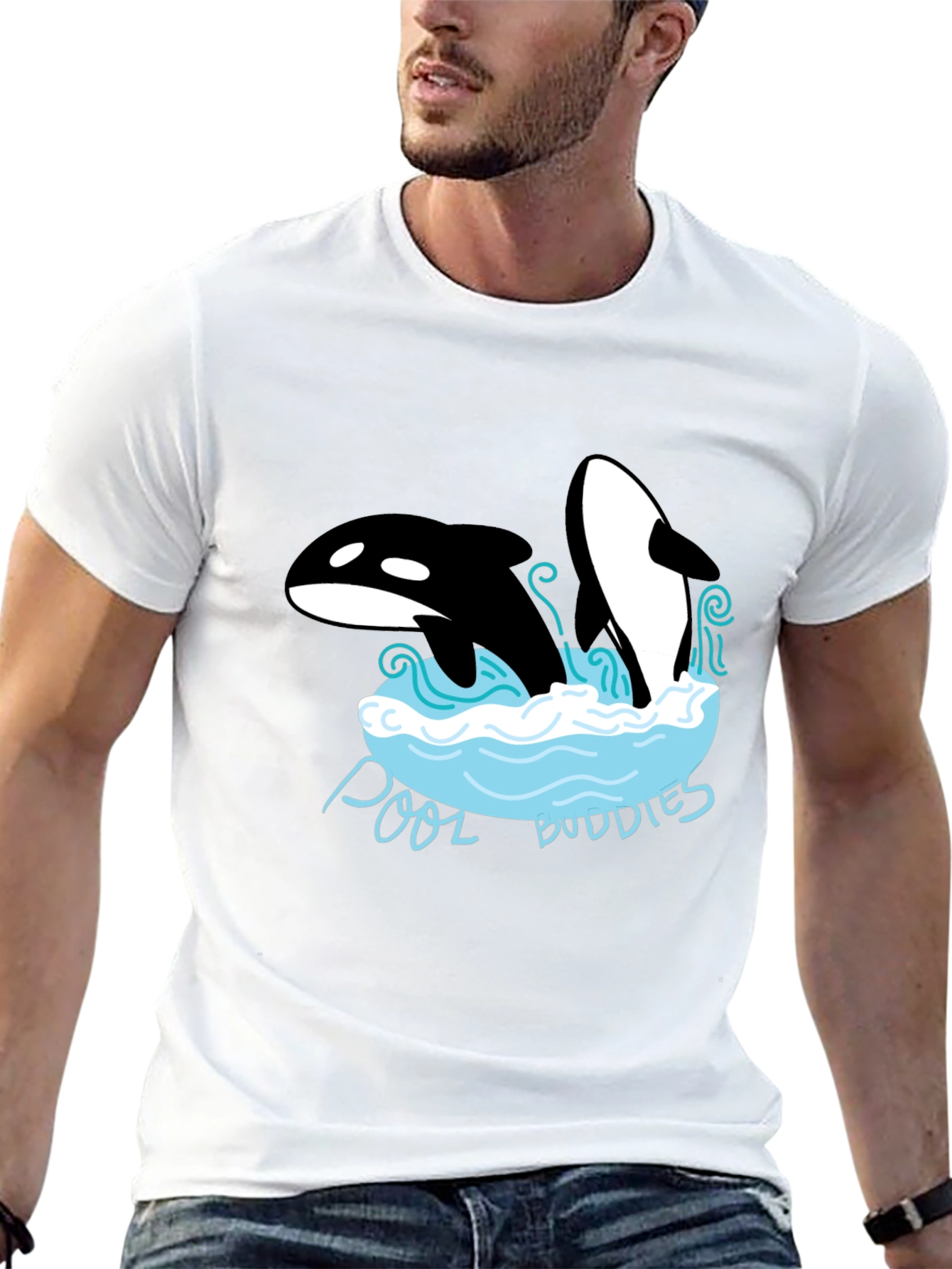 Black Pool Buddies Orca Whale Graphic Tee view 13