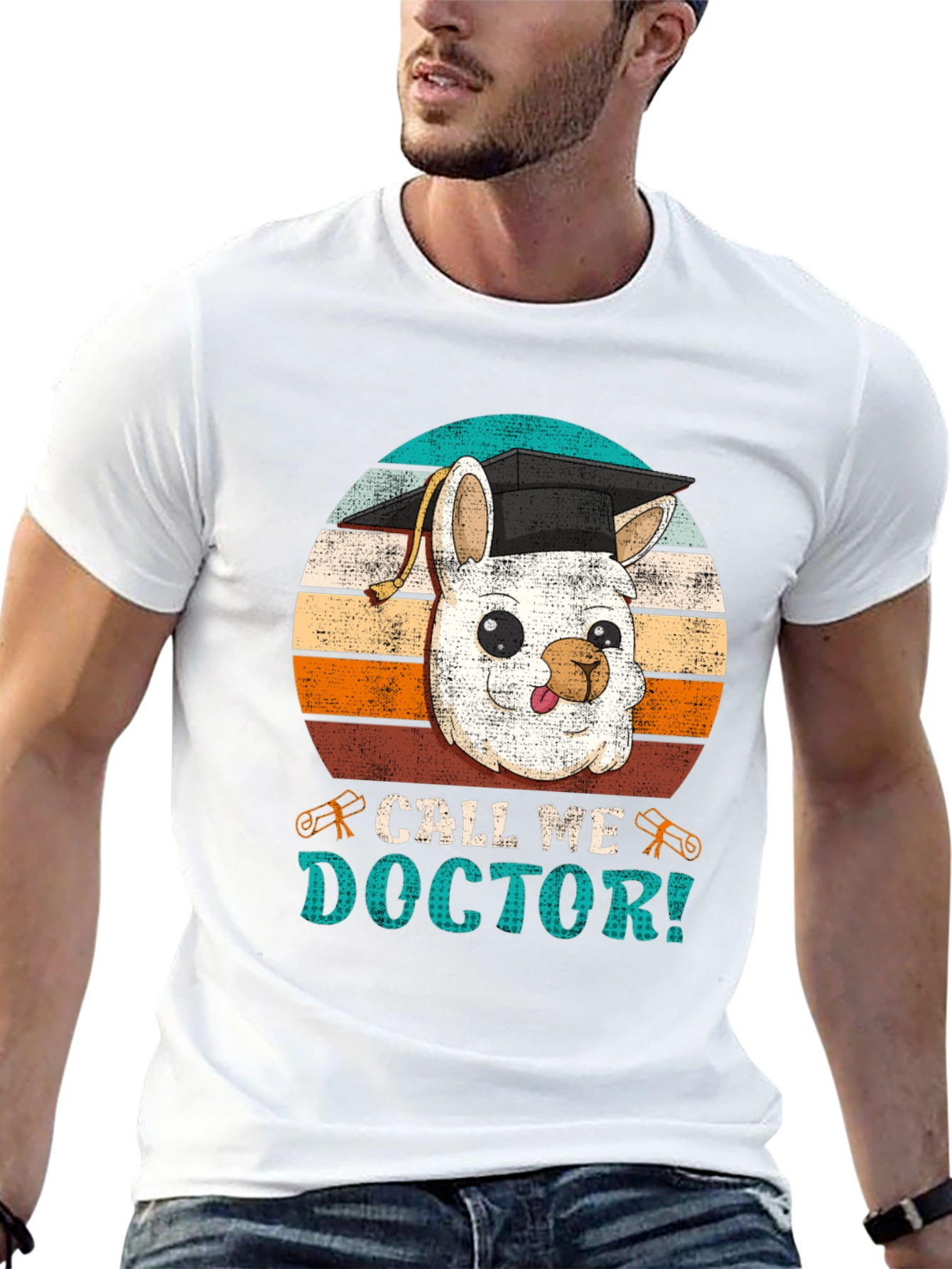 Black Call Me Doctor Llama T-Shirt view 13