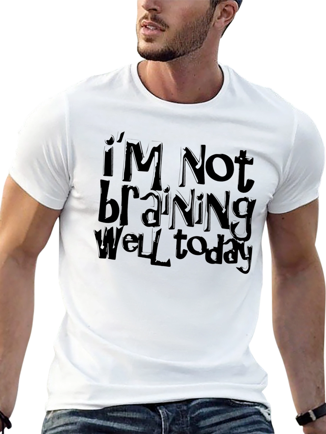 Black Funny 'I'm Not Braining Well' Black T-Shirt view 13