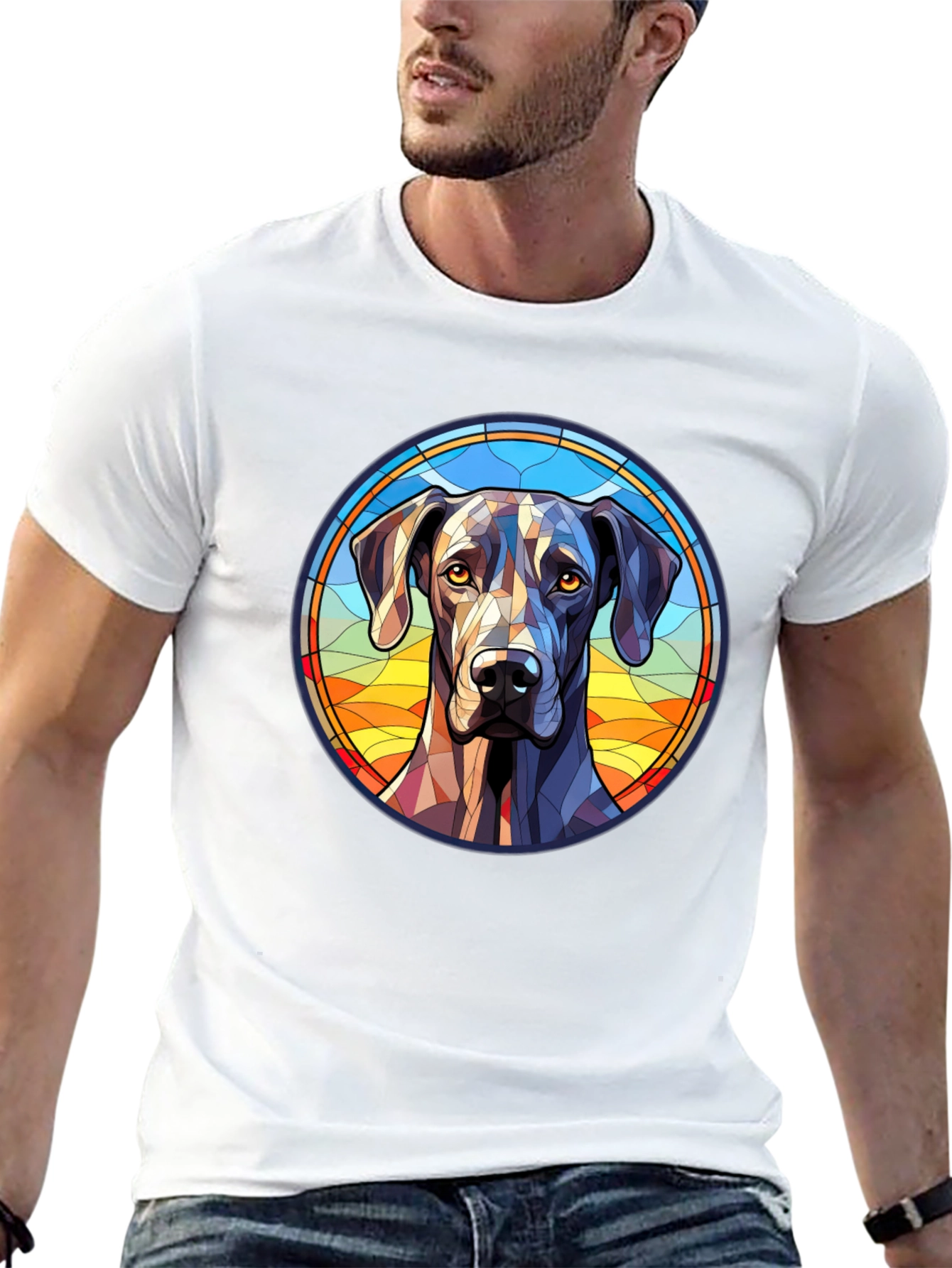 Black Geometric Dog Portrait Tee view 13