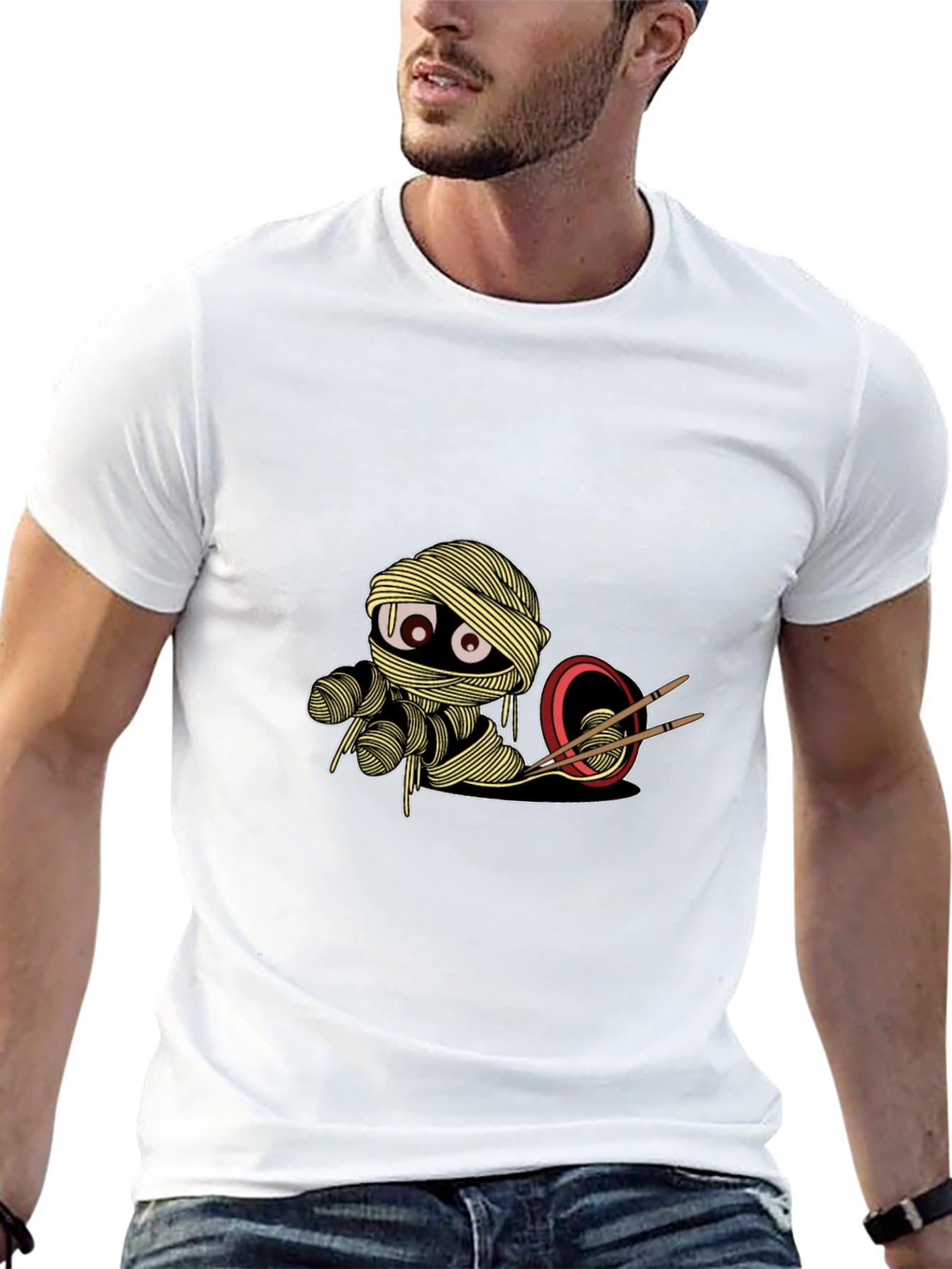 Black Noodle Mummy Graphic Tee - Unique & Stylish Black T-Shirt view 13