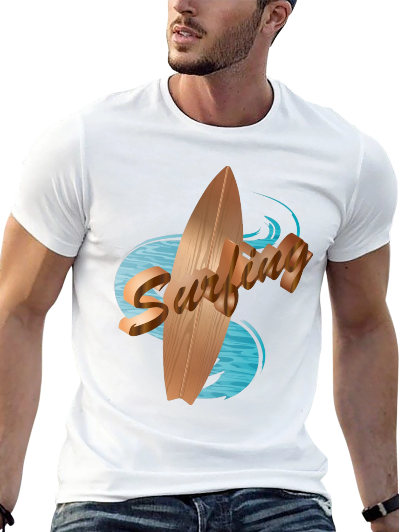 Black Surfboard Graphic Tee - Black Cotton Blend view 13