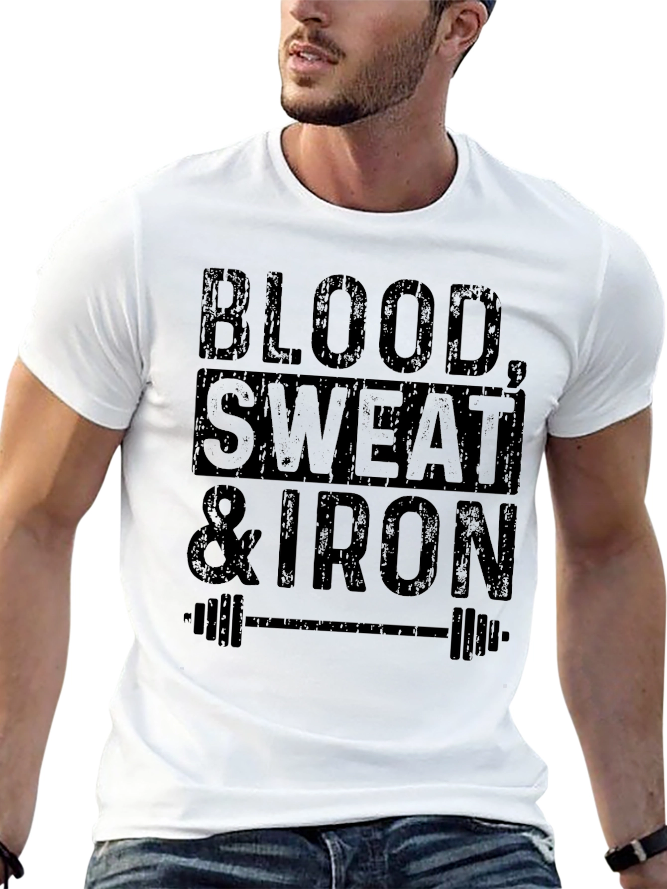 Black Blood, Sweat, & Iron T-Shirt - Gym Workout Apparel view 13