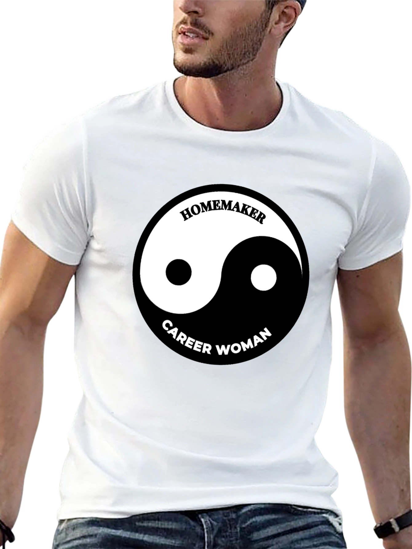 Black Yin Yang Homemaker Career Woman T-Shirt view 13