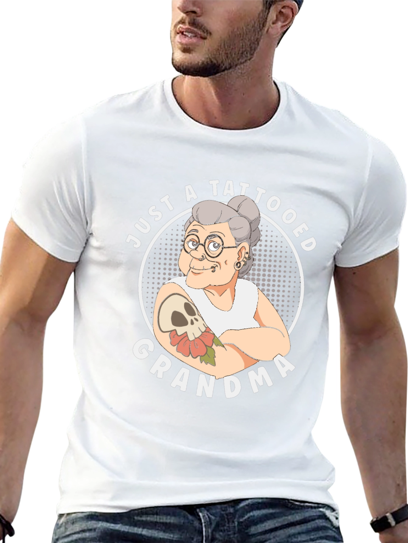 Black Tattooed Grandma T-Shirt - Funny Graphic Tee view 13