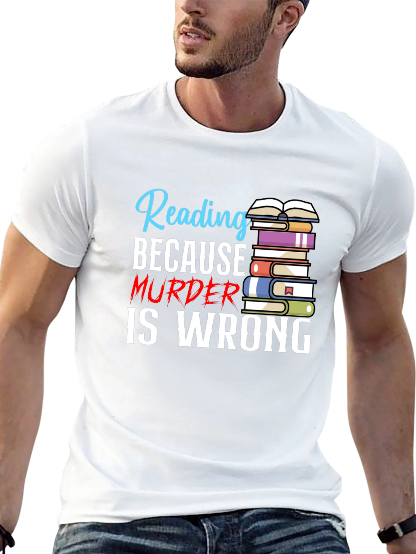 Black Reading Because Murder Is Wrong T-Shirt view 13