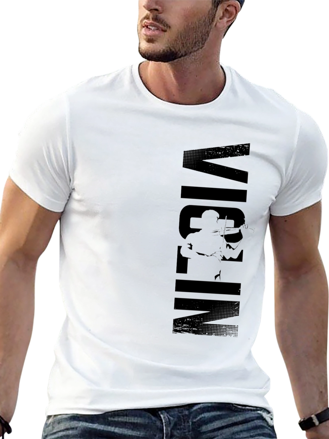 Black Violin Player Graphic Print Black T-Shirt view 13