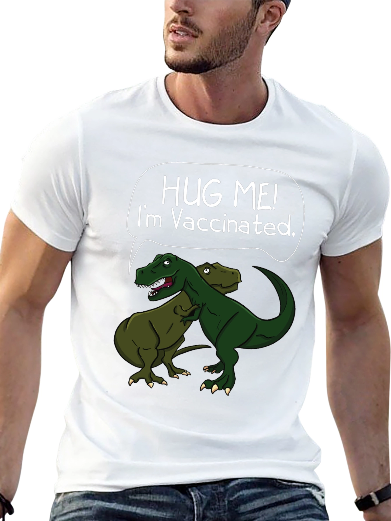 Hug Me! I'm Vaccinated T-Rex Graphic T-Shirt - 13