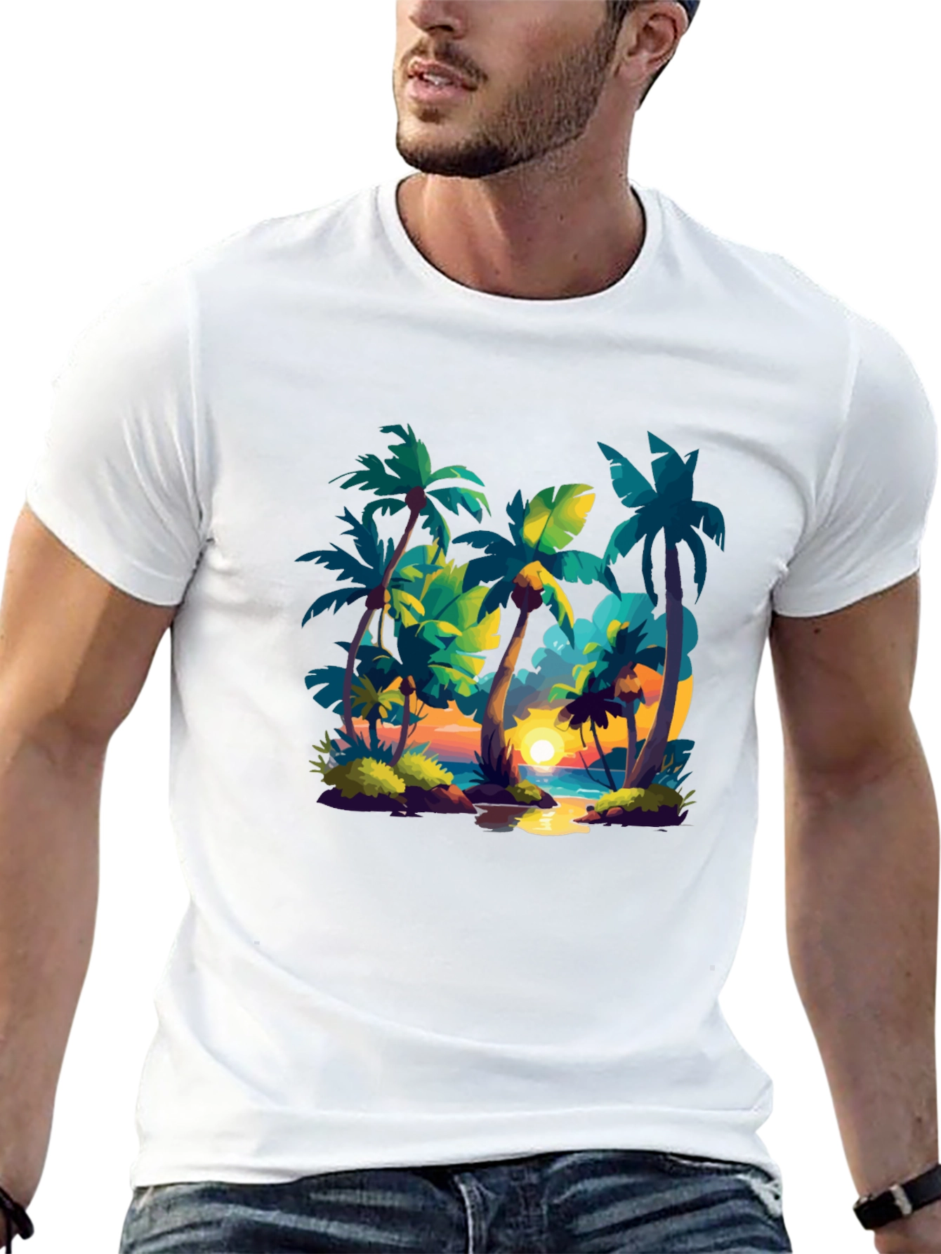 Black Tropical Sunset Tee - Island Vibes view 13