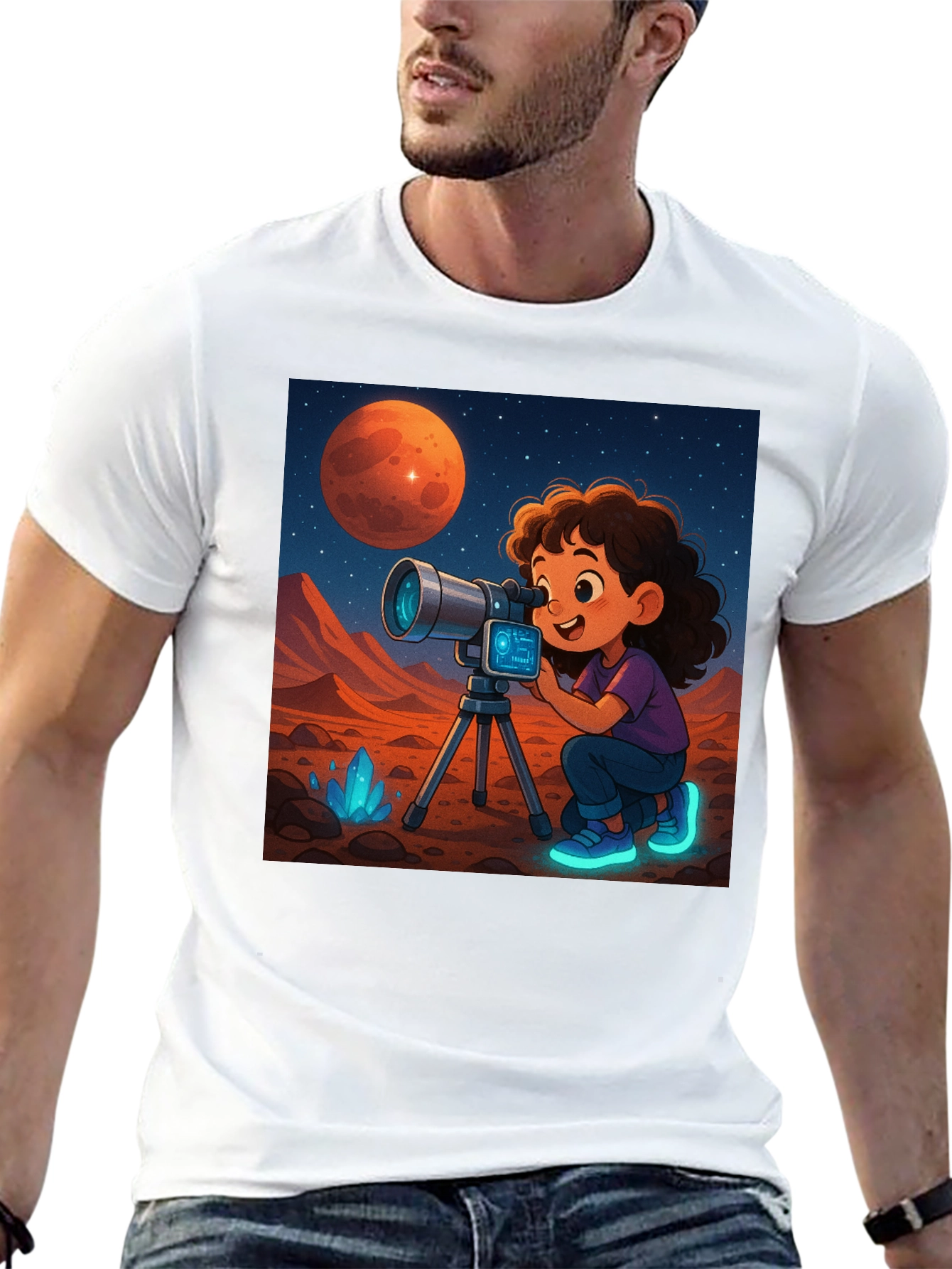 Black Mars Explorer Graphic Tee - Space Adventure Shirt view 13