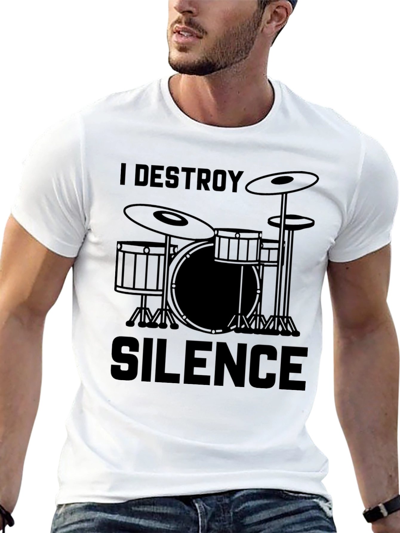 Black I Destroy Silence Drummer T-Shirt view 13