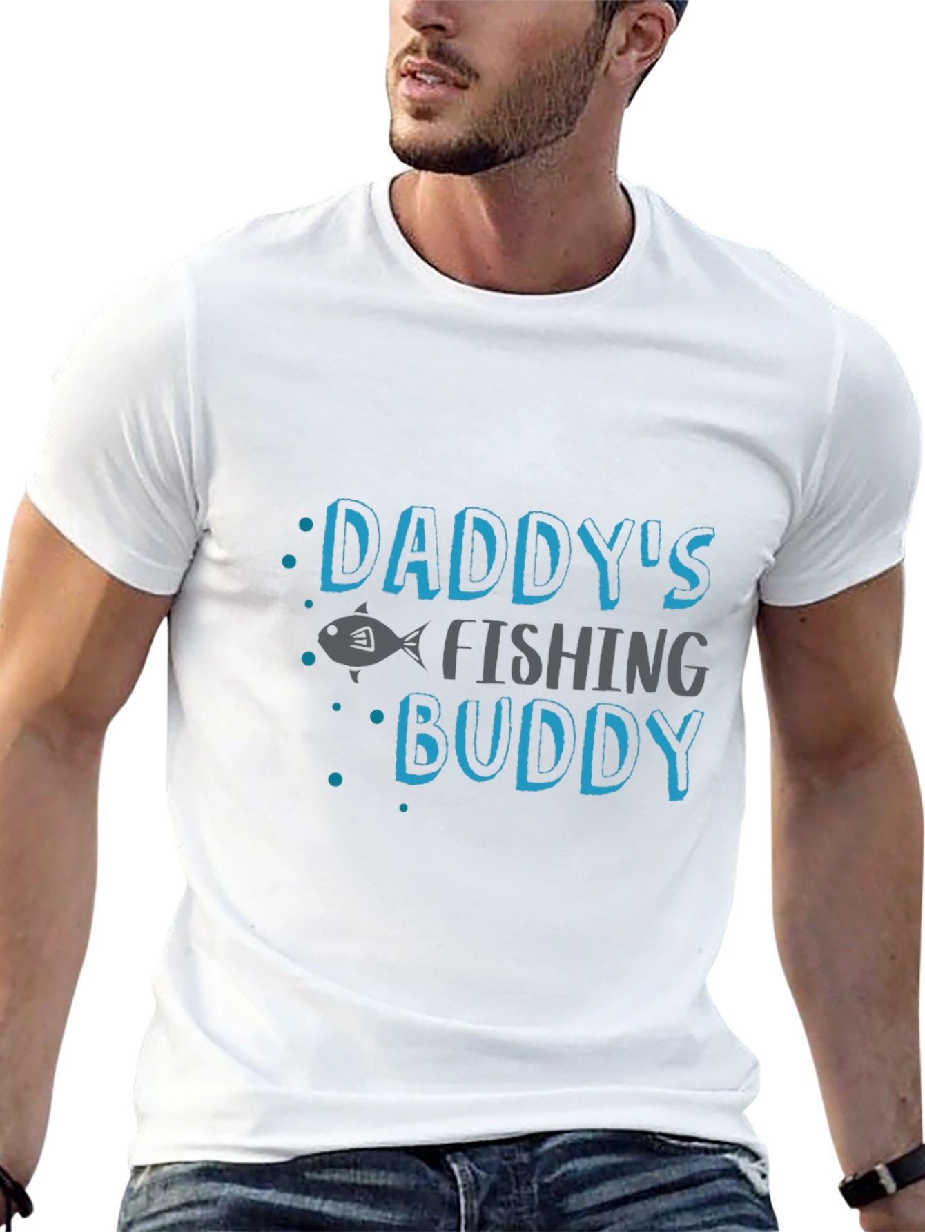 Black Daddy's Fishing Buddy Black T-Shirt view 13