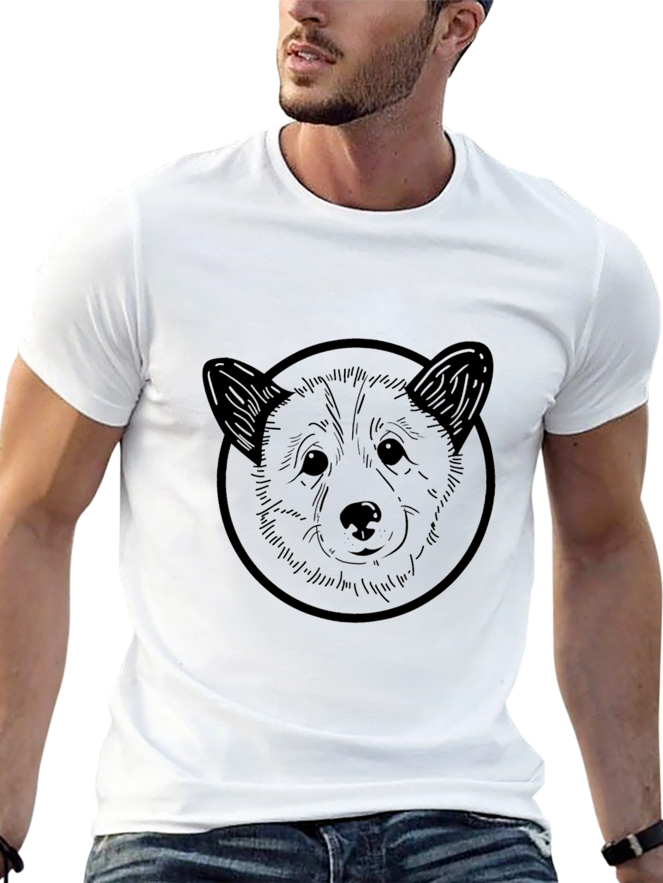 Black Corgi Dog Head Graphic T-Shirt - Unisex view 13
