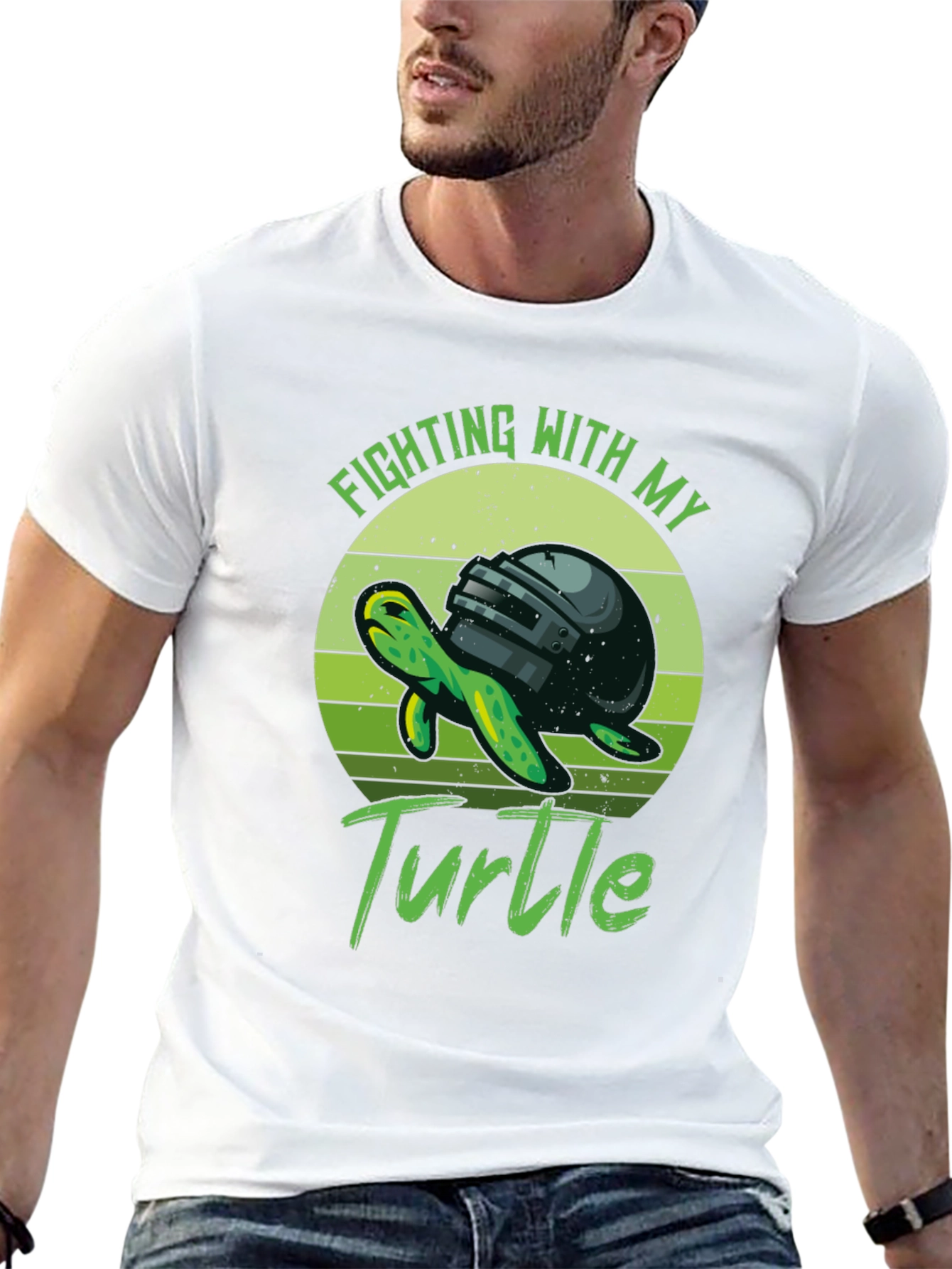 Black Fighting with My Turtle T-Shirt view 13
