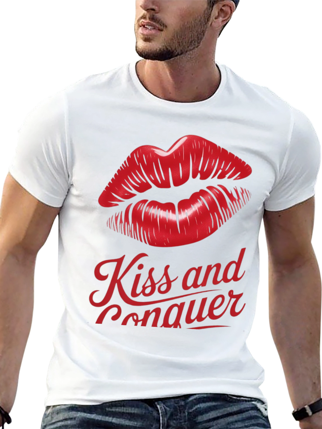 Black Kiss and Conquer Graphic T-Shirt - Stylish Unisex Tee view 13