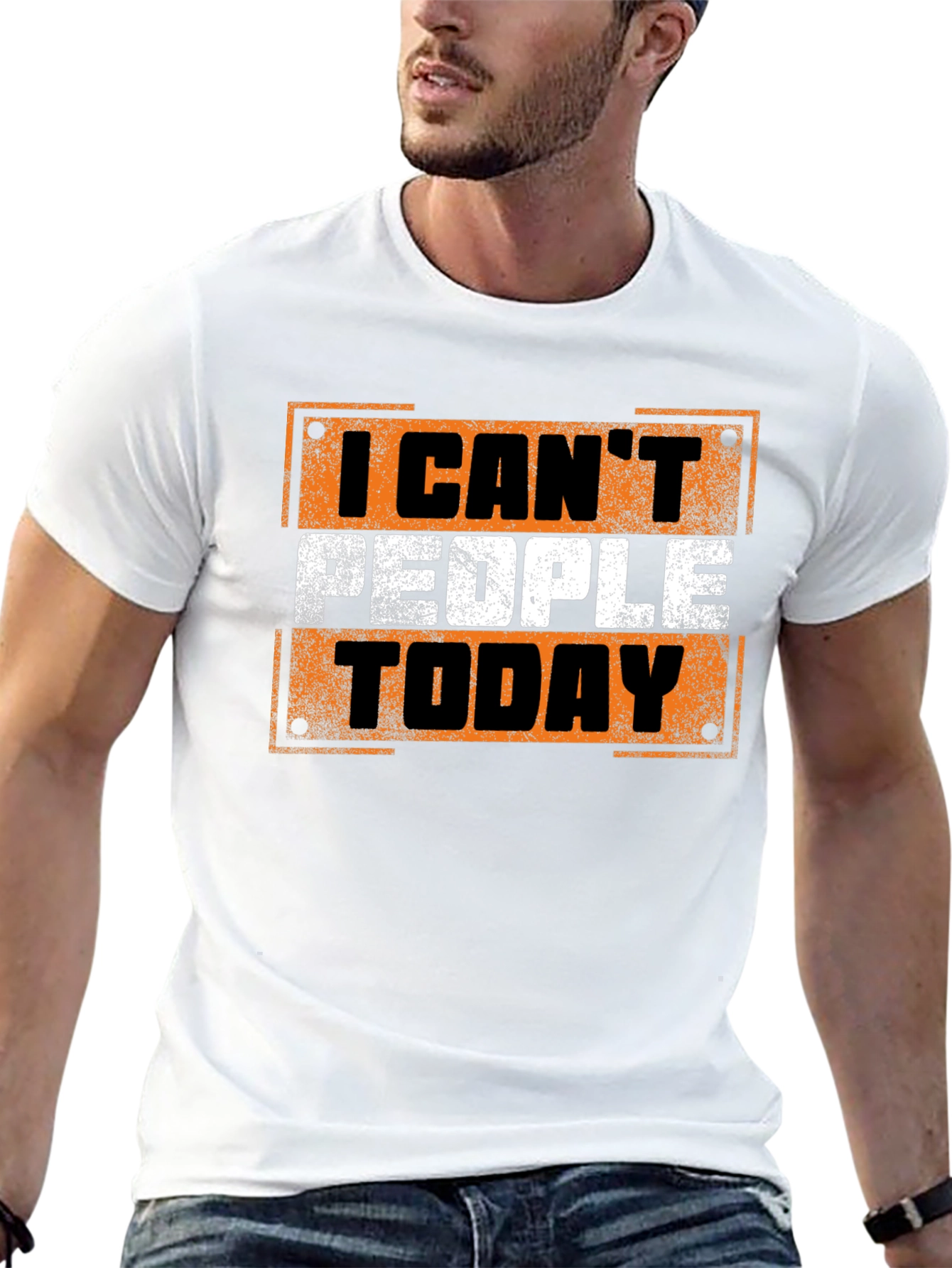 Black I Can't People Today Graphic Tee - Black Cotton T-Shirt view 13