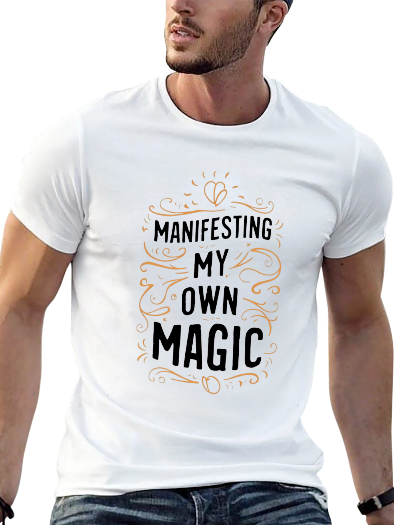 Black Manifesting Magic Graphic Tee - Black Unisex T-Shirt view 13