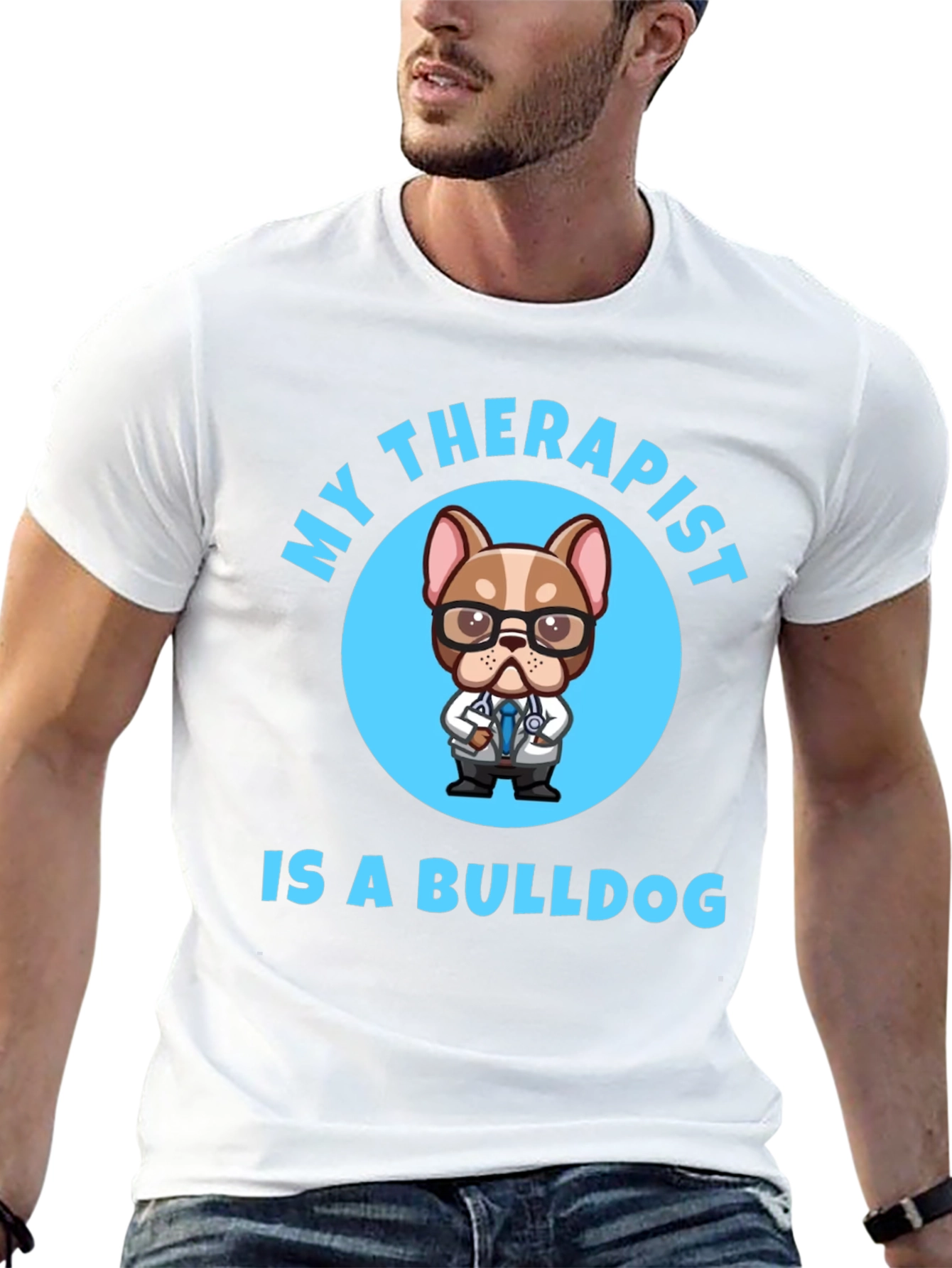 Black My Therapist is a Bulldog T-Shirt view 13