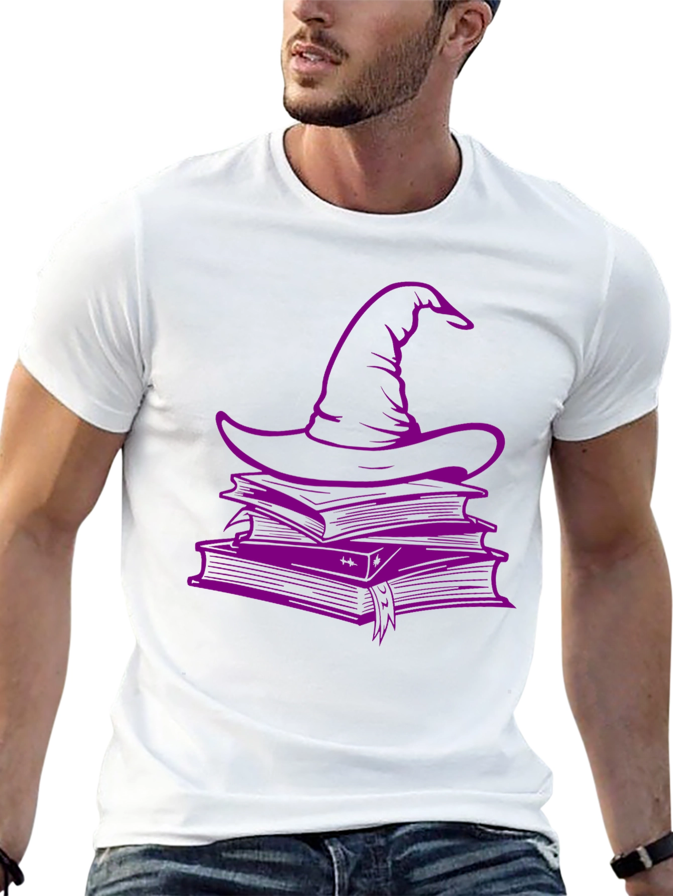 Black Witch Hat & Books T-Shirt - Spooky Season Style view 13