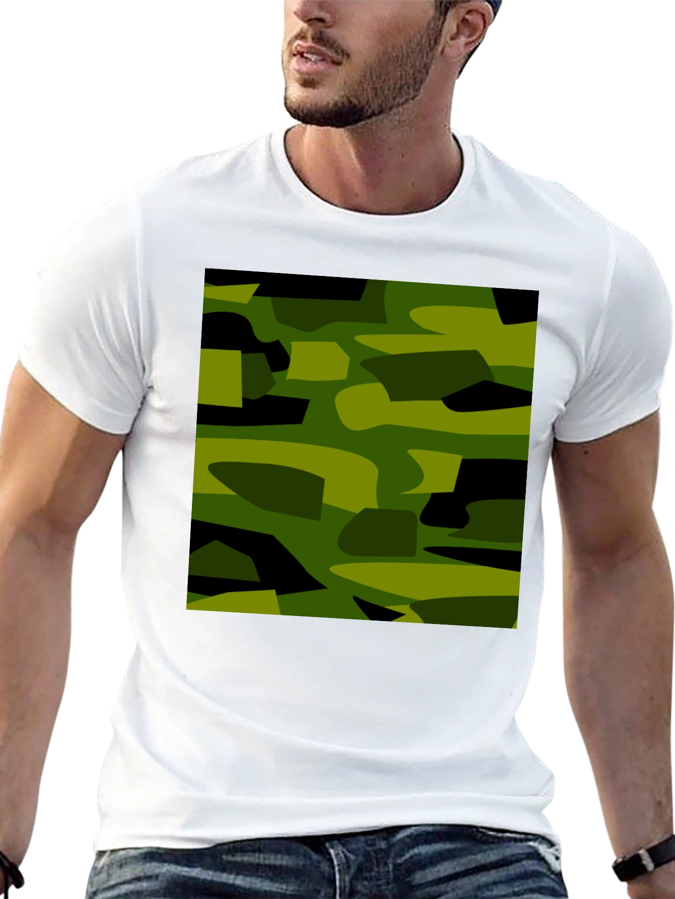 Black Camouflage Graphic Print Black T-Shirt view 13