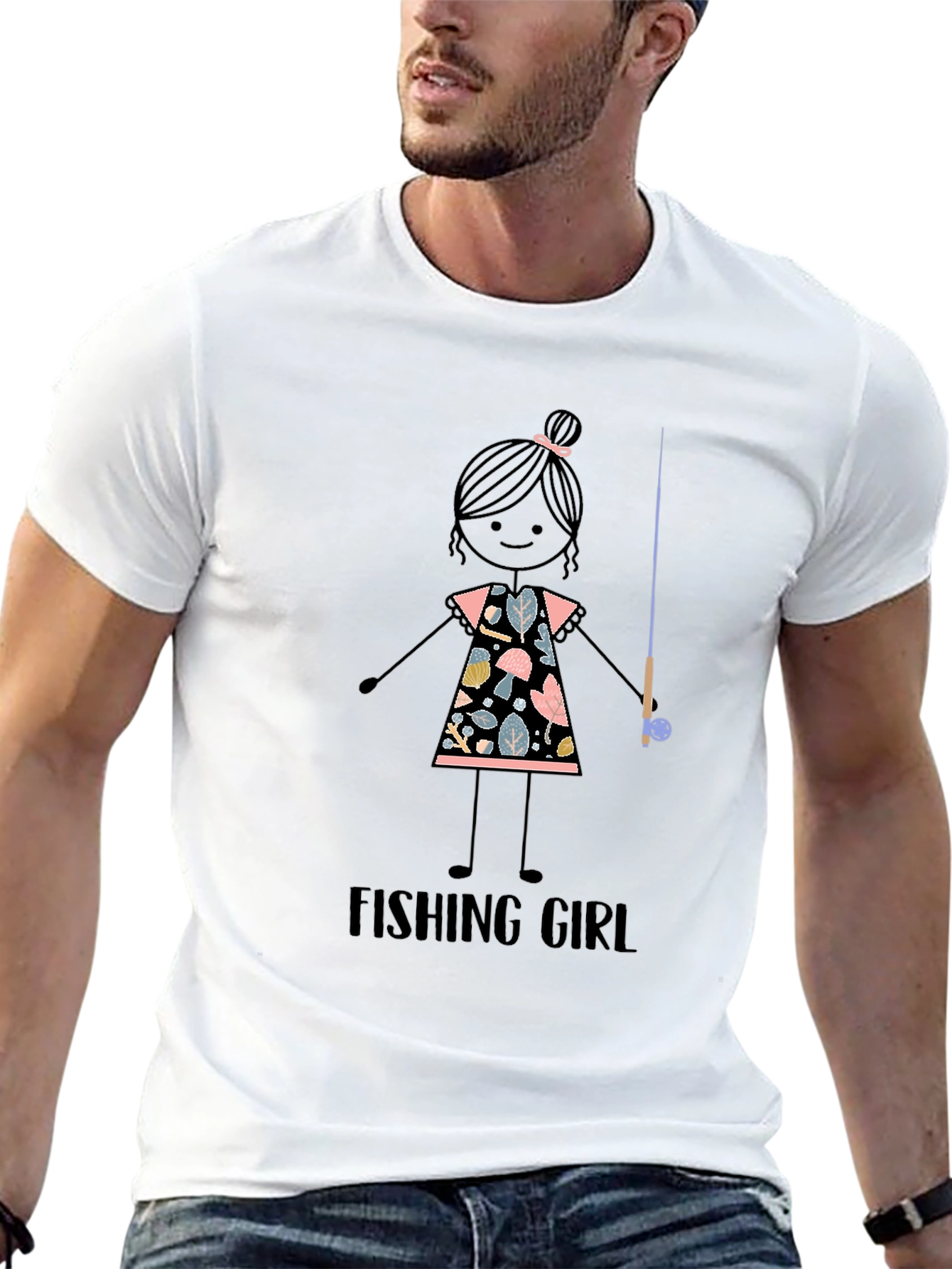 Black Fishing Girl Graphic Tee - Stylish Angler T-Shirt view 13