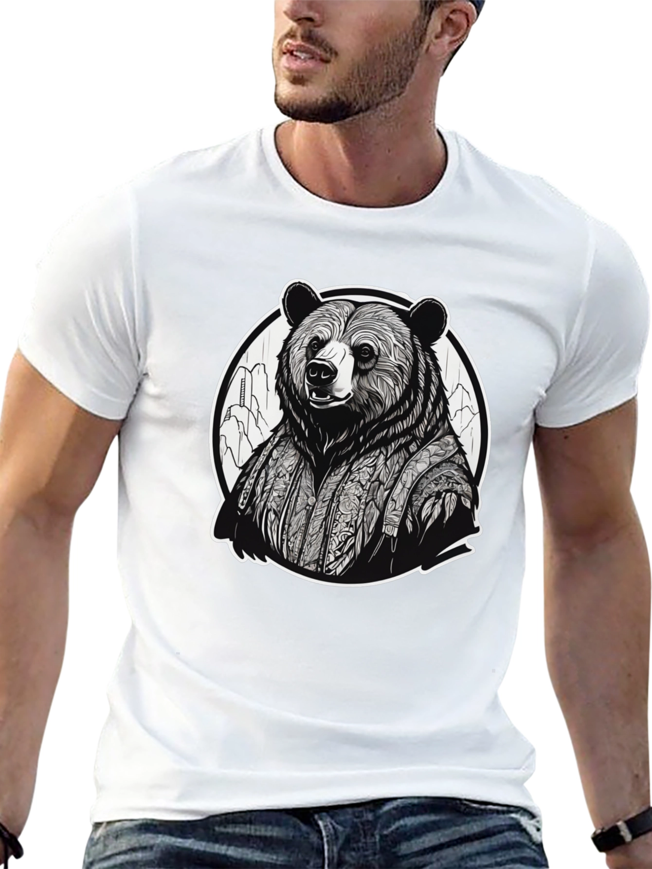 Black Bear Kimono Graphic Tee - Unique Streetwear view 13