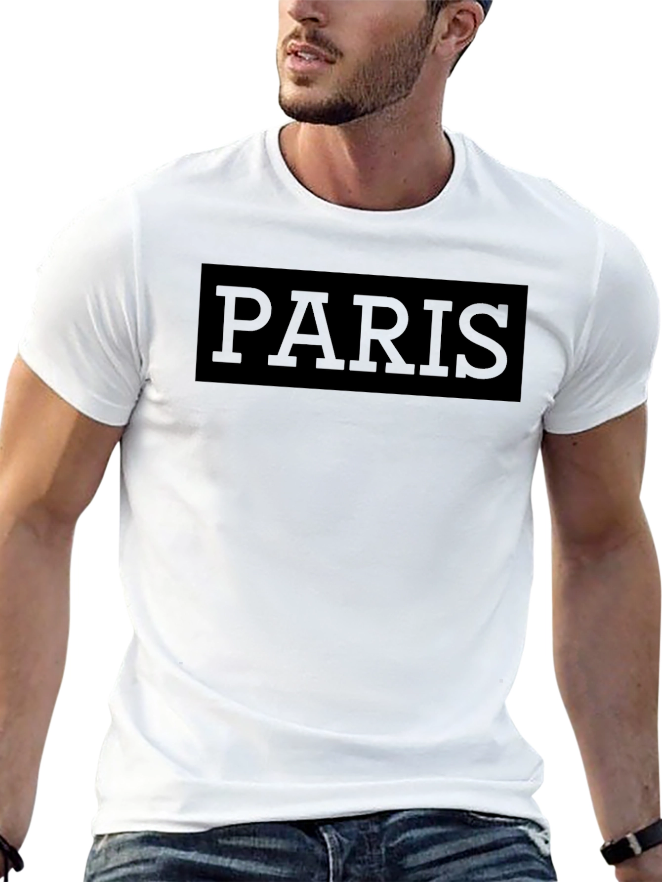 Black Paris Graphic Tee - Stylish Minimalist Black T-Shirt view 13