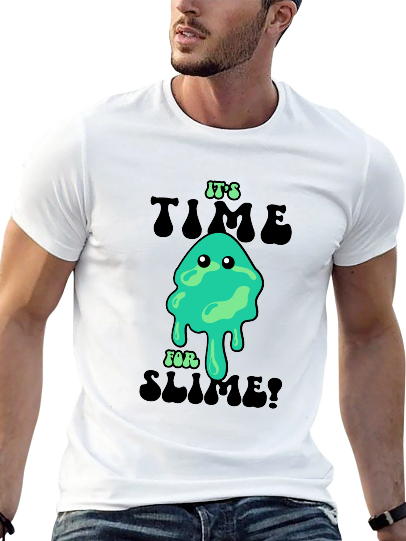 Black It's Time for Slime! Novelty Graphic T-Shirt view 13