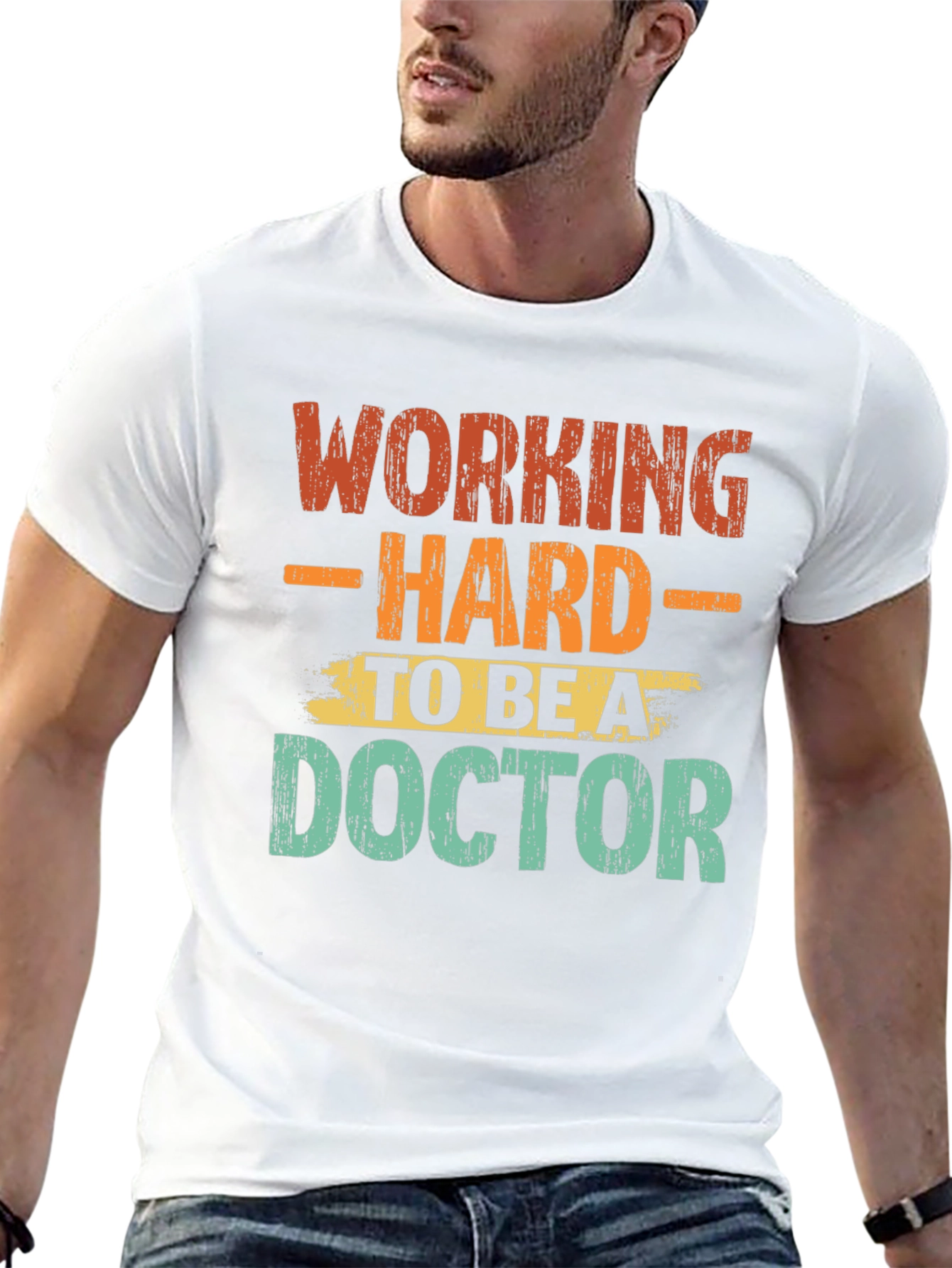 Black Working Hard To Be A Doctor Graphic T-Shirt view 13