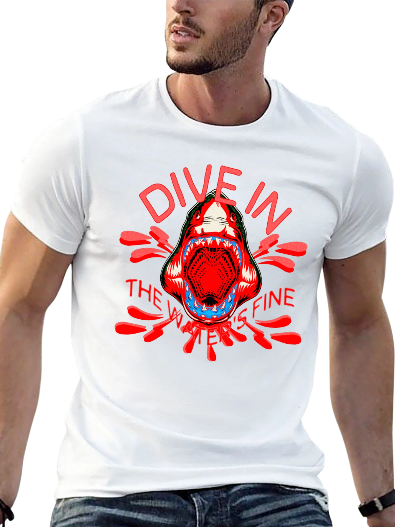 Black Dive In Shark Graphic T-Shirt view 13