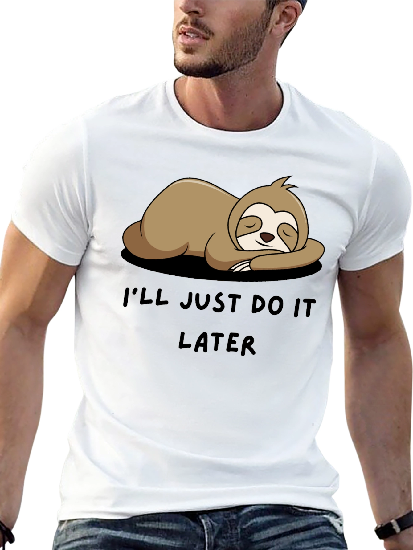 Black Sloth Do It Later Funny Graphic Tee view 13