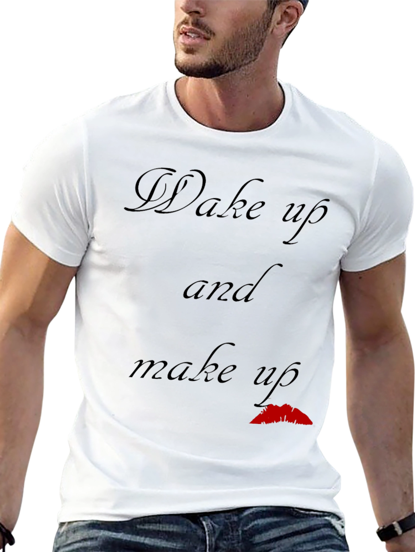 Black Wake Up and Make Up Graphic T-Shirt view 13
