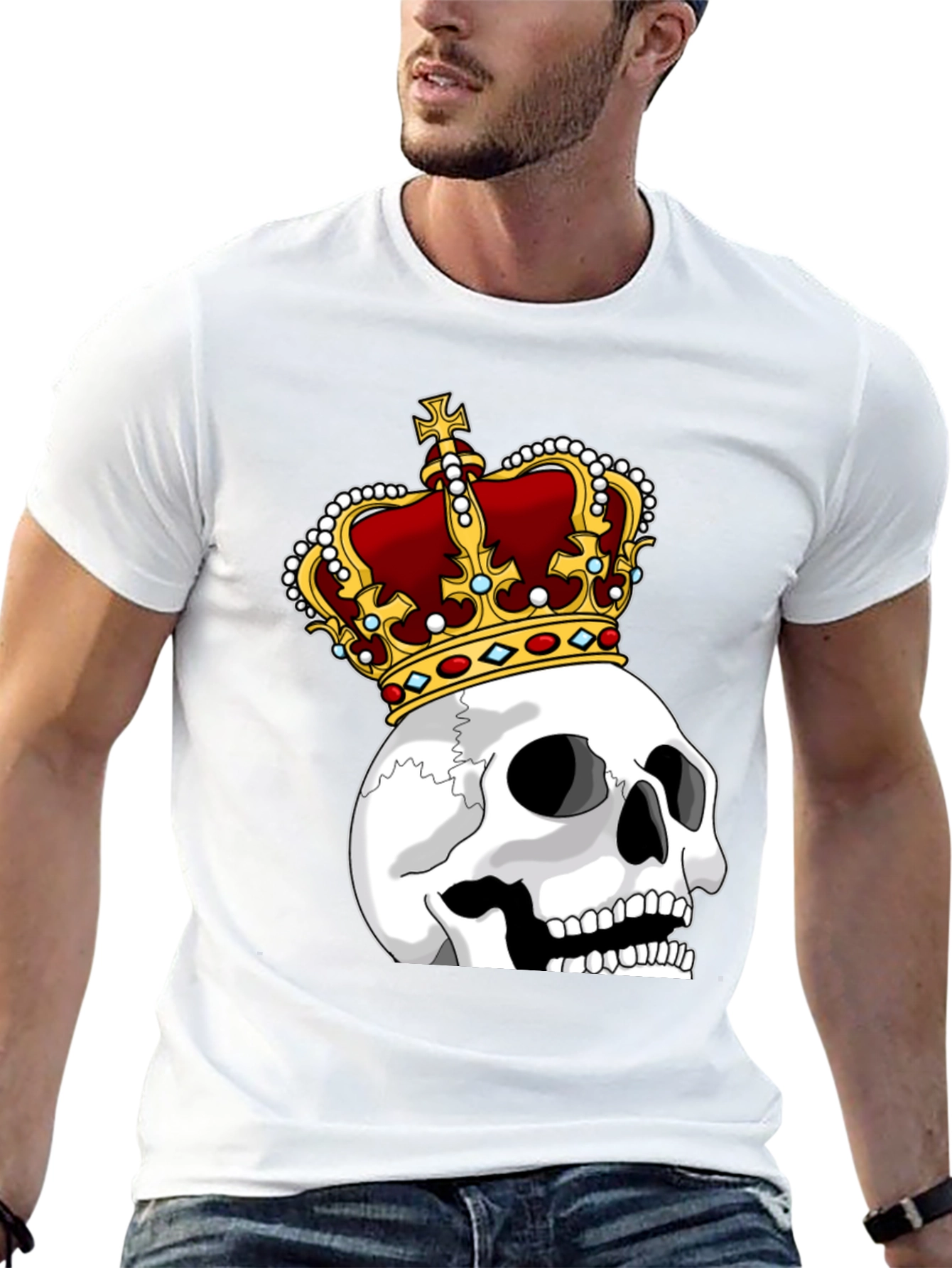 Black Skull King Graphic Tee - Black Cotton T-Shirt view 13