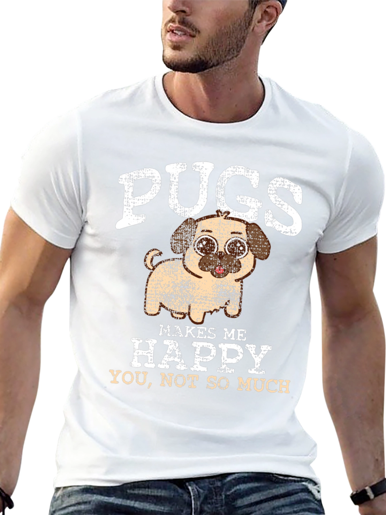 Black Pugs Make Me Happy Graphic Tee view 13