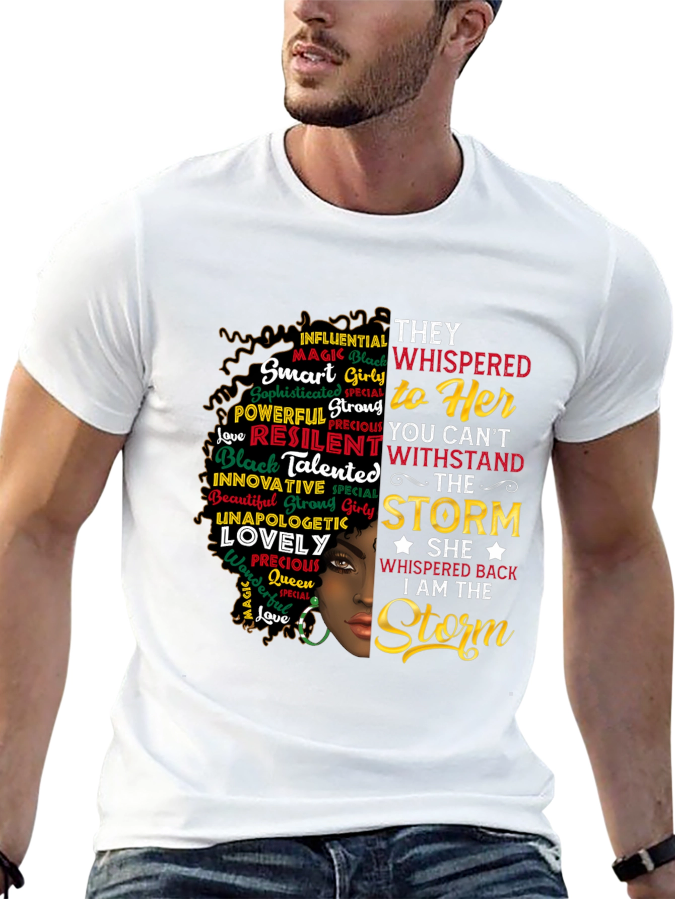 Black Empowered Woman Graphic T-Shirt - "I Am The Storm" view 13