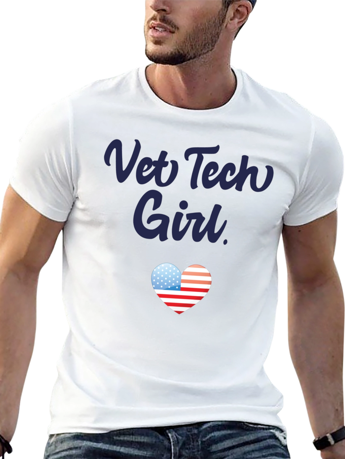 Black Vet Tech Girl Patriotic Heart T-Shirt view 13