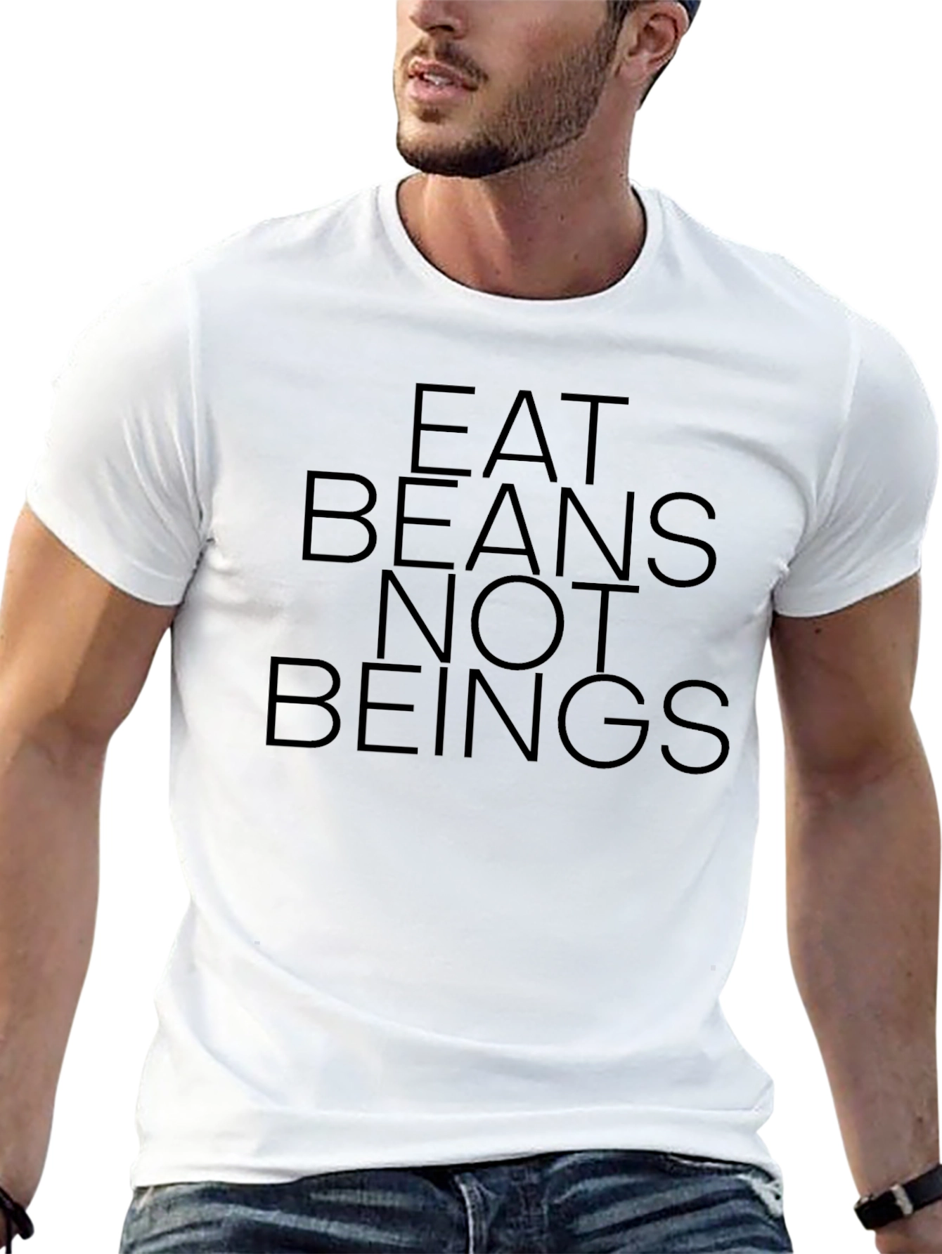 Black Eat Beans Not Beings Black T-Shirt view 13
