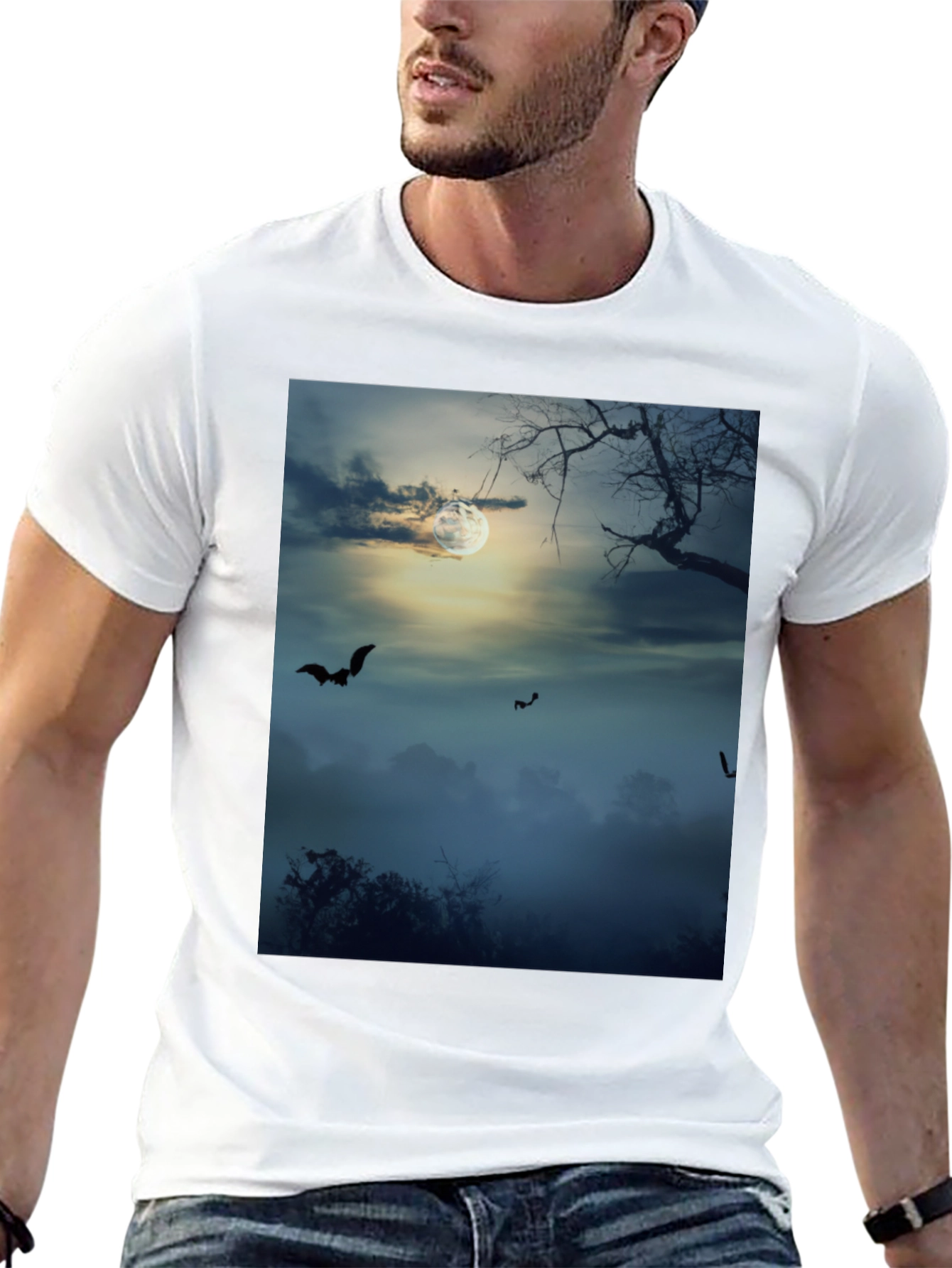 Spooky Night Bats Graphic Tee - 13