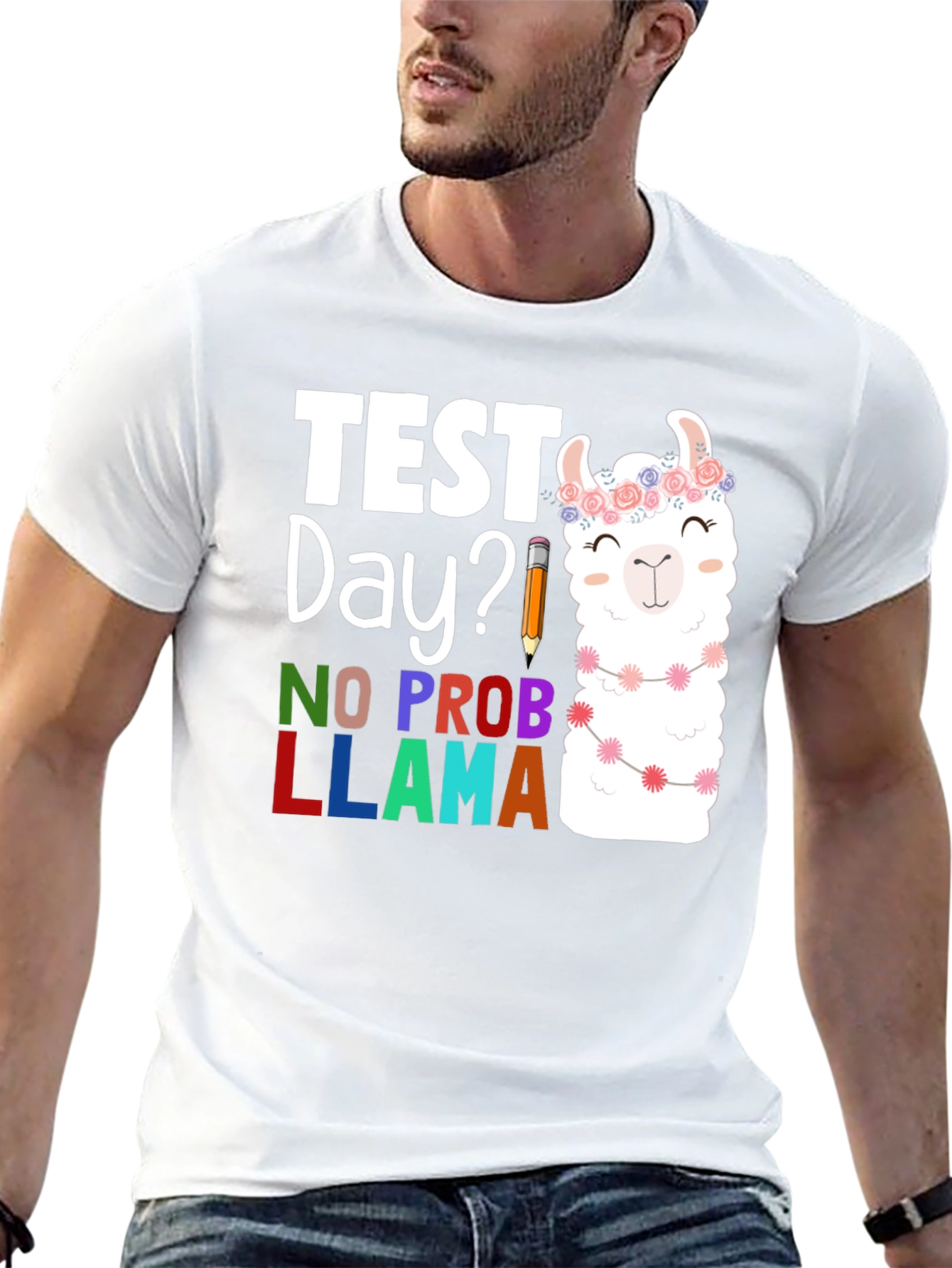 Black Test Day? No Prob Llama Graphic Tee view 13