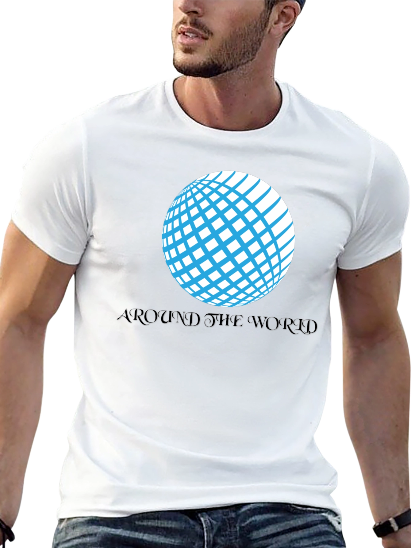 Black Around the World Graphic T-Shirt - Unisex Casual Tee view 13